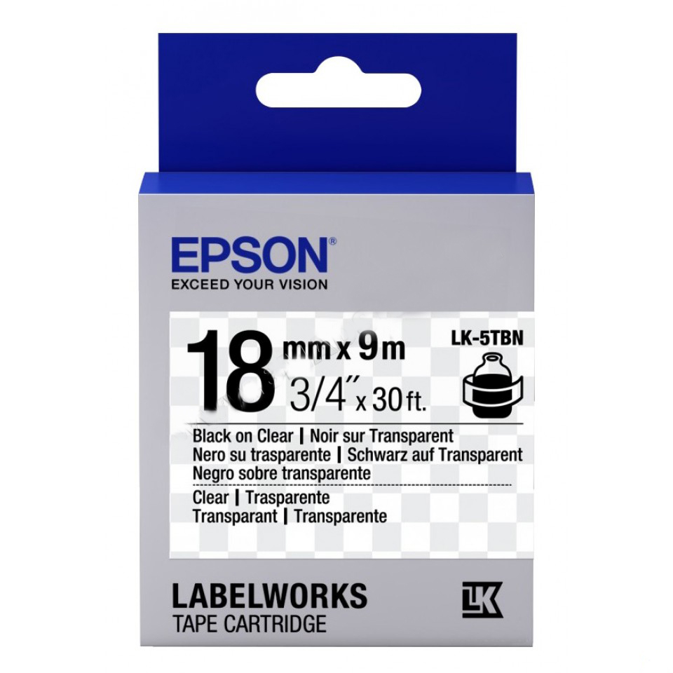КАРТРИДЖ Label EPSON LK5TBN Clear Blk/Clear 18mmx9m(C53S655008)