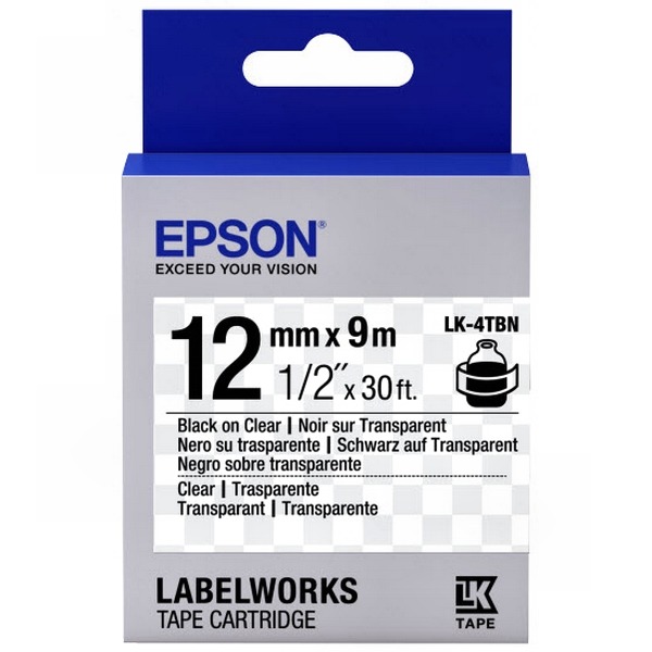 КАРТРИДЖ Label EPSON LK4TBN Clear Blk/Clear 12mmx9m(C53S654012)