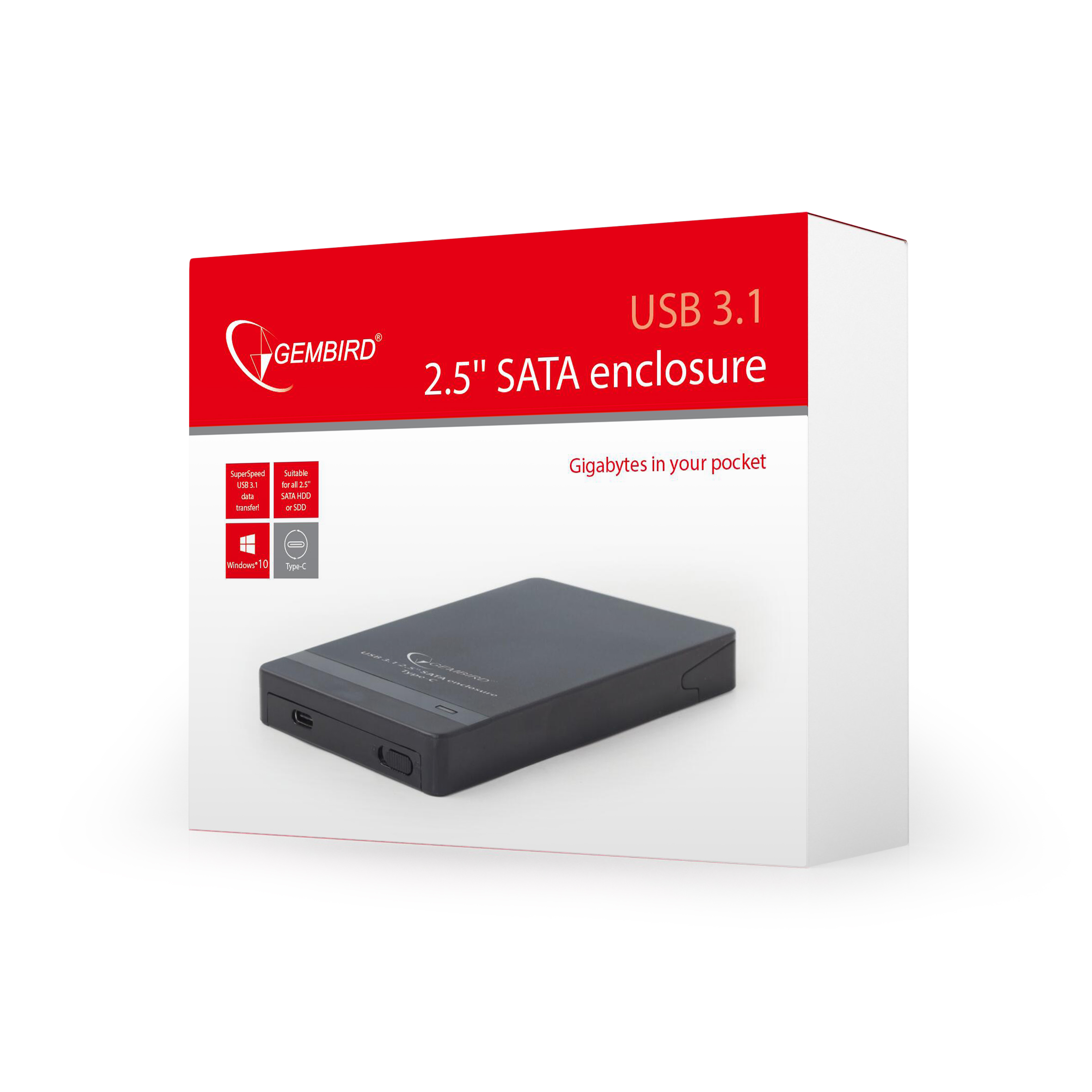 Корпус для HDD SATA 2.5 USB 3.1 GEMBIRD EE2-U31S-1 External